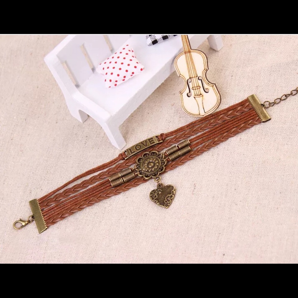 Bronze Leather Love Bracelet - Picture 3 of 4